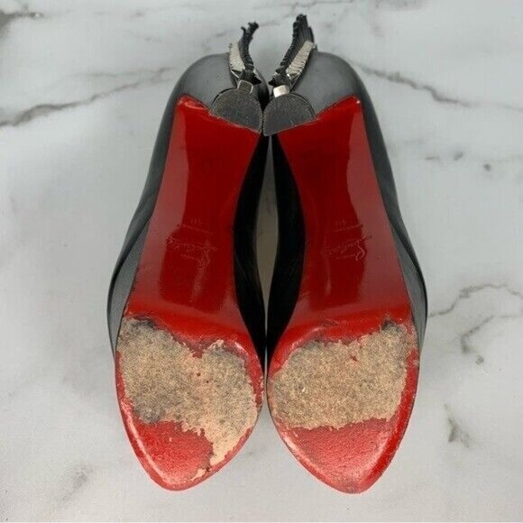 CHRISTIAN LOUBOUTIN Electropump Black Napa Leather Platform Spiked Red Sole Pump - Picture 12 of 16